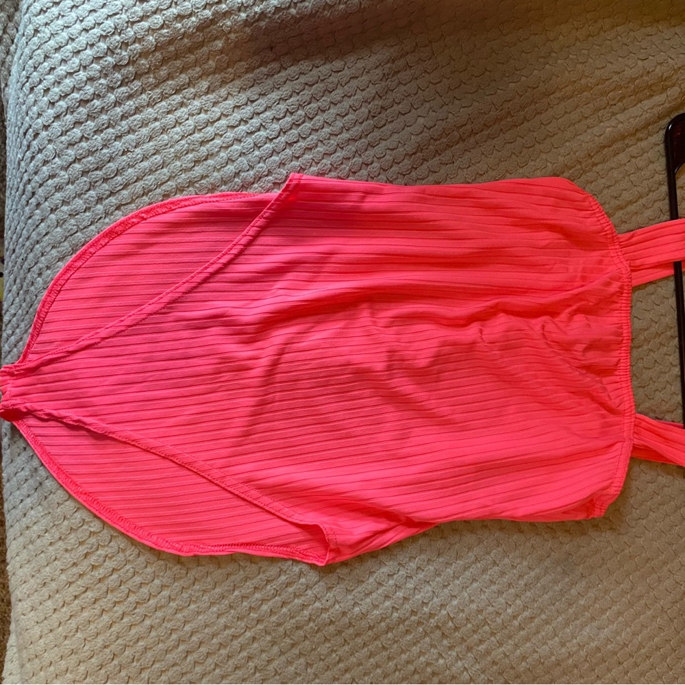 neon pink body suit